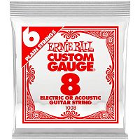 ERNIE BALL 1008 .008 Plain Steel Electric or Acoustic Guitar Strings Струна одиночная для электро и акустических гитар. Сталь, калибр .008